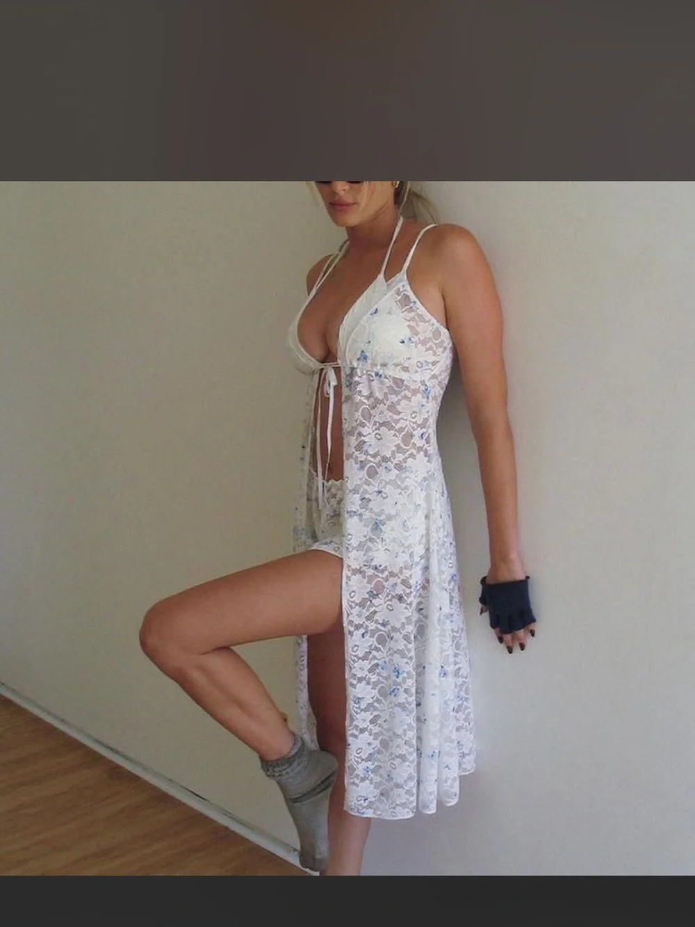 Frankie’s bikinis Lucinda lace midi slip + shorts cover up set